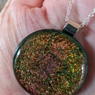 Dichroic Fused Glass Pendant on 925 hallmarked Silver bail 