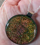 Dichroic Glass Pendant on 925 hallmarked Silver bail - Oranges Green Yellows Red