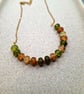 Warm Amber & Green Bead Necklace