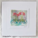 HAND EMBROIDERED HAND DYED GREETING CARD FLORAL SUMMER