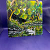 A hand painted and fired glass mirror by Andrew Jenkins 