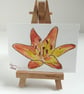 ACEO Orange Lily Original Watercolour & Ink Painting OOAK Flower - Image 3