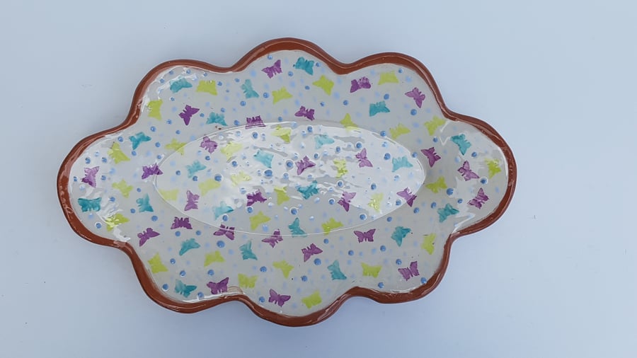 Fun Butterfly Print Ceramic Serving Platter