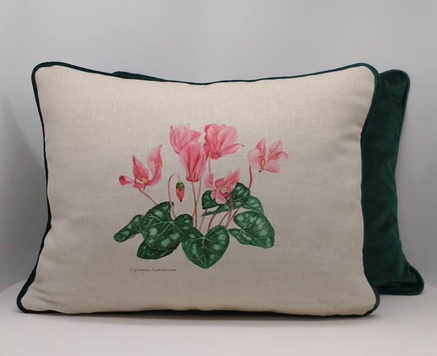 Cyclamen 18"x 14" cushion.