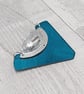 Recycled Aluminium Drink Can Base Metal, Teal Triangular Acrylic Shape Necklace - Image 5