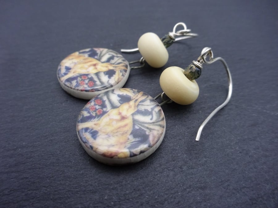 sterling silver earrings, ceramic hare jewellery