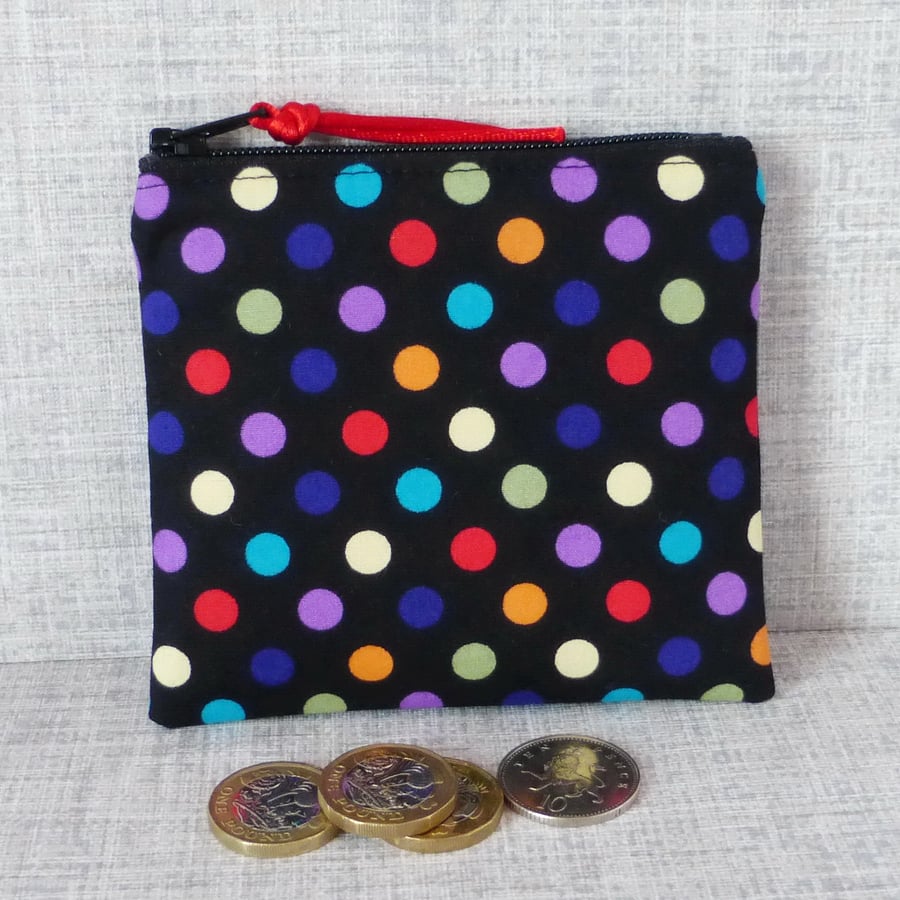SALE:Small purse, coin purse, spots, polka dots