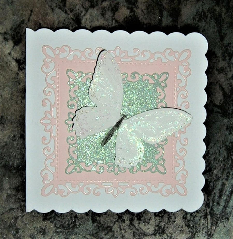 hand crafted butterfly card ( ref F 408)