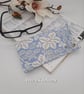 Handmade blue and white foliage leaf print glasses case.  - Image 1