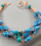 Unisex Sleeping Beauty Turquoise Gemstone Chip & Copper Twisted Bracelet - Image 8