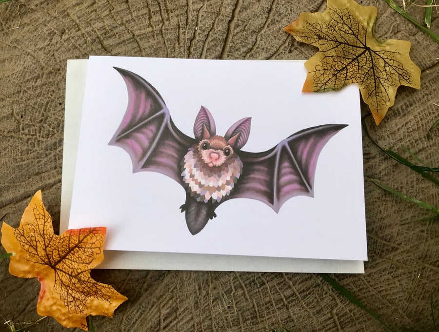 Flying Bat blank greeting card