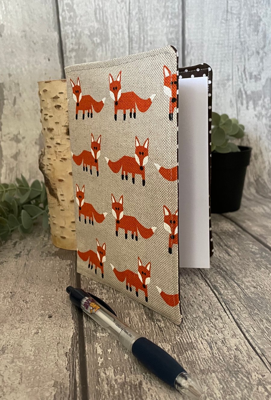 A6 Fabric Bookcover incudes Lined Book, Removable & Reusable Book Cover.