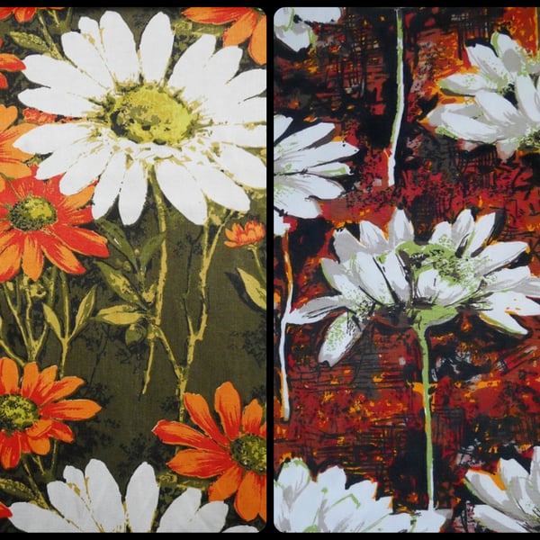 BIG DAISIES white and orange 60s 70s Vintage Fabric Lampshade option 