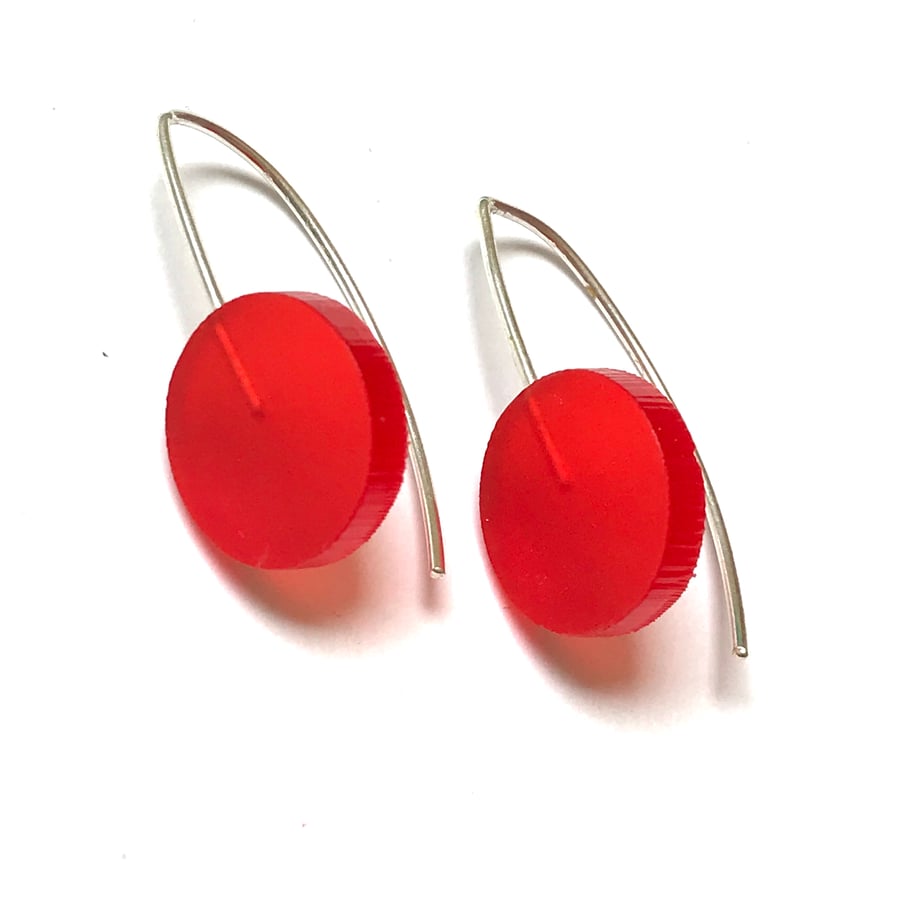 Wee Circle Earrings - Frosted Red