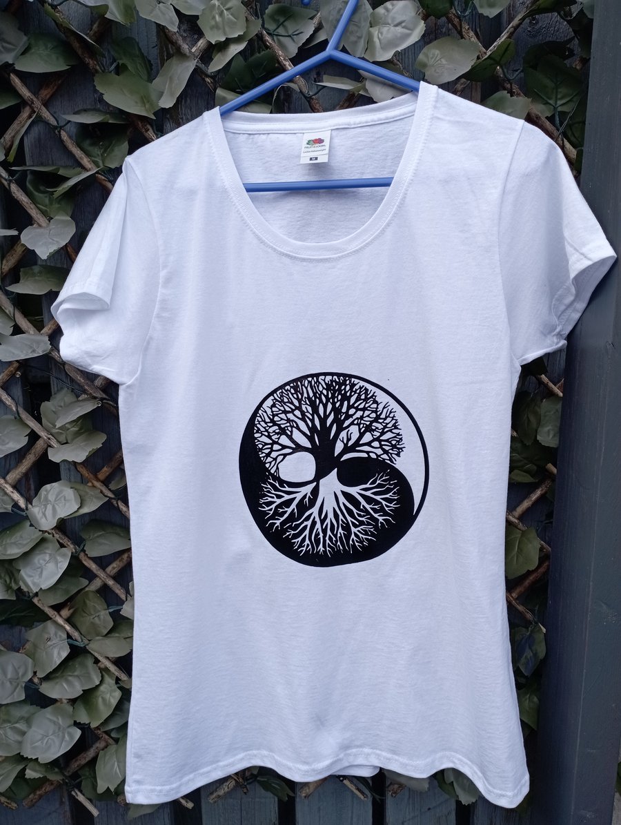 Ying Yang tree of life T shirt for her, t shirt for him.