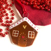 Fused Glass Gingerbread House Christmas Hanging Decoration