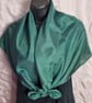 Pure Silk Large Square Scarf in Deep Green with a touch of Blue - Image 5