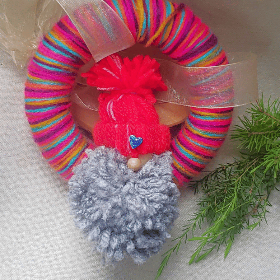 Christmas colour pop gnome wreath