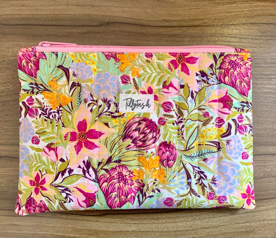 Handmade quilted toiletry, makeup pouch
