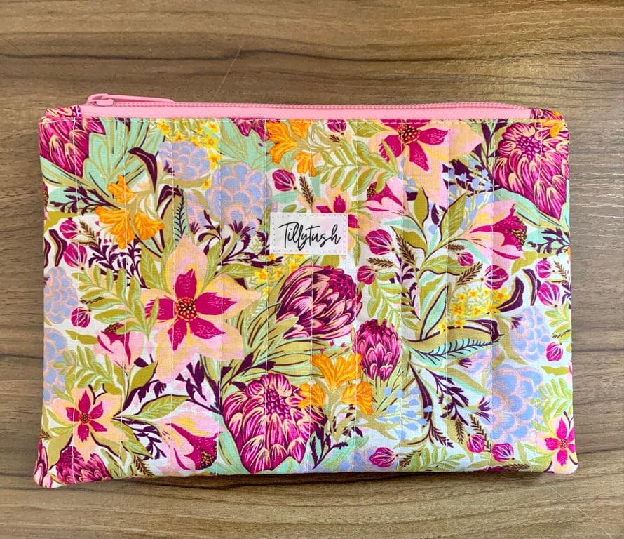 Handmade quilted toiletry, makeup pouch