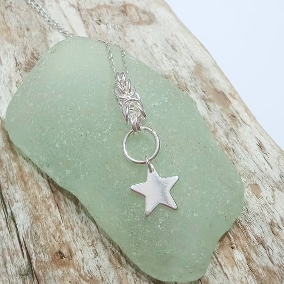 Sterling Silver Byzantine Star Pendant Necklace (NKSSCNCM3) - UK Free Post