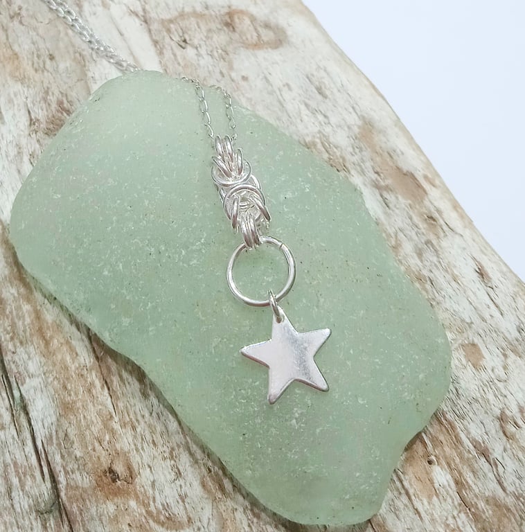 Sterling Silver Byzantine Star Pendant Necklace (NKSSCNCM3) - UK Free Post