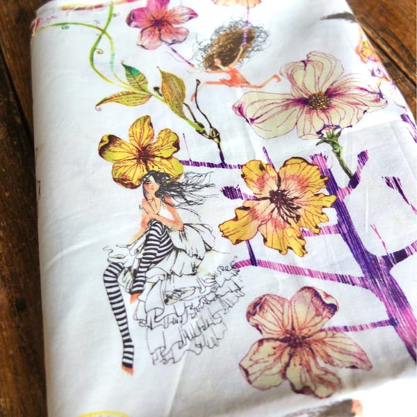 Masha D'yans 'Tree Faeries' Cotton Fabric - 90cm