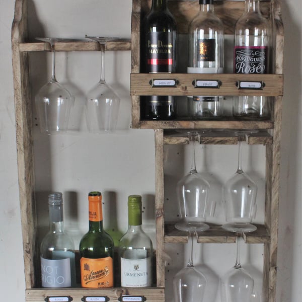 Wine rack, 6 bottles & 6 glasses storage rack