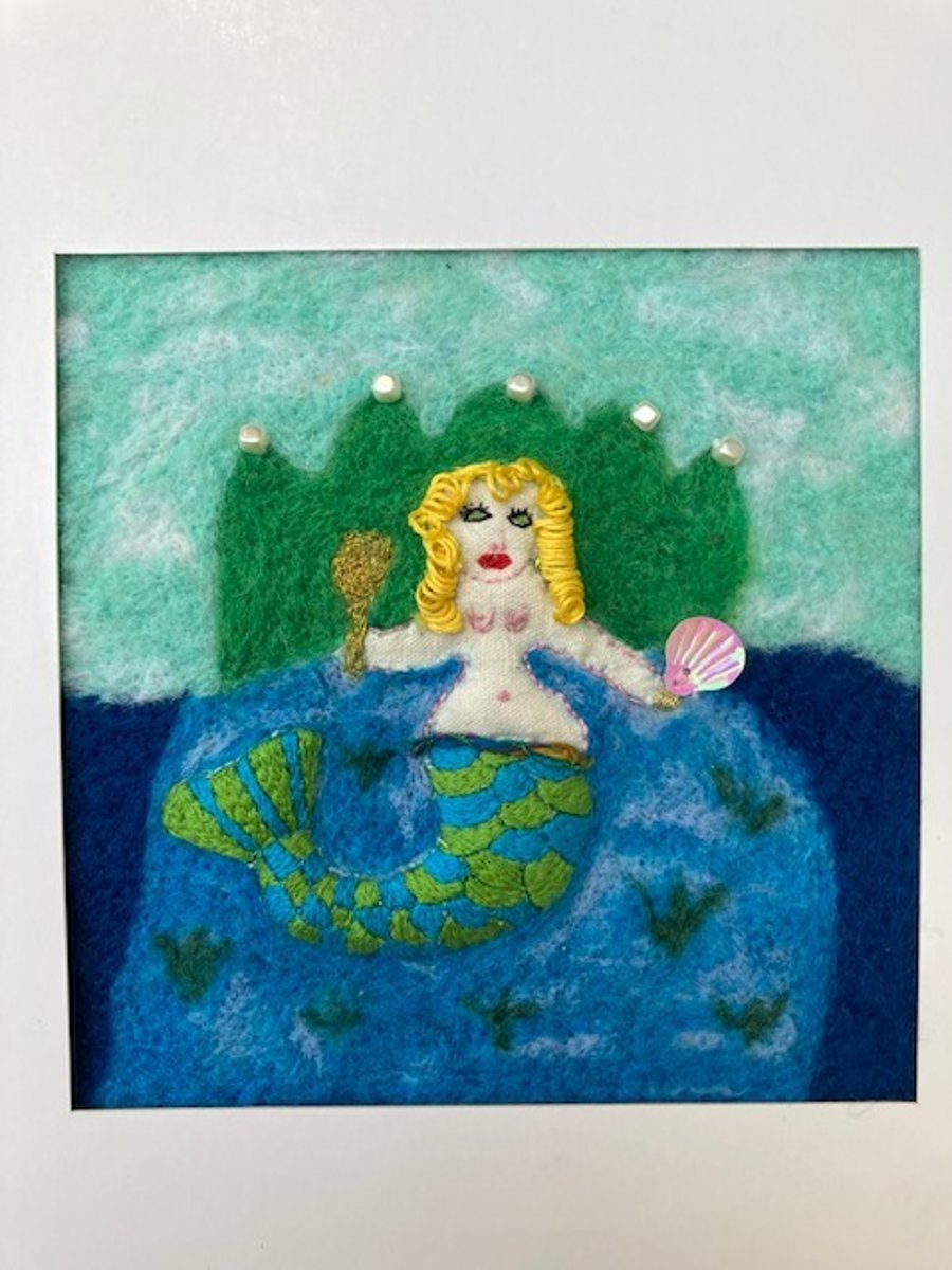 Mermaid felted picture.