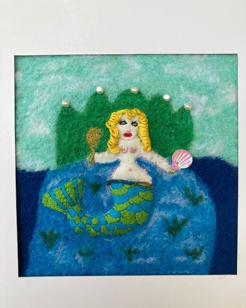 Mermaid felted picture.