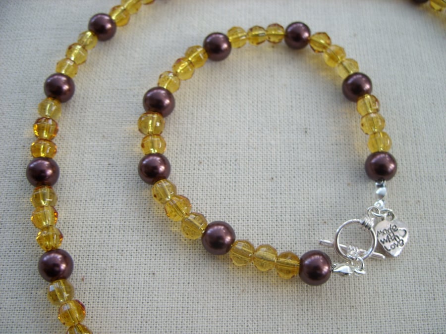 Sale - Crystal & Pearl Set In Chocolate & Gold