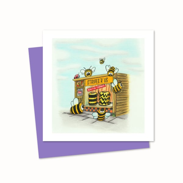 Busy Bees Greeting Card - Hand Drawn Funny Illustration for Every Occasion