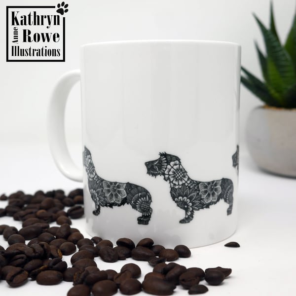 Dachshund, Bone China Mug, Wire Haired Dachshund, Dachshund Mug, Dachshund Gift,