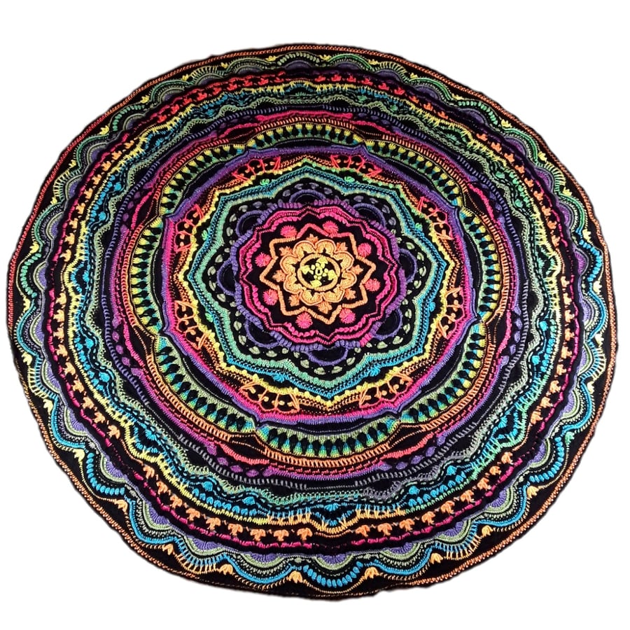 Large crochet circular throw blanket sparkly co... - Folksy