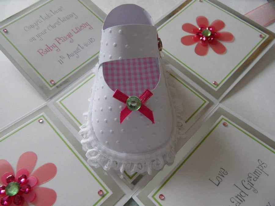 3D baby shoe New Baby, Christening, First Christmas card