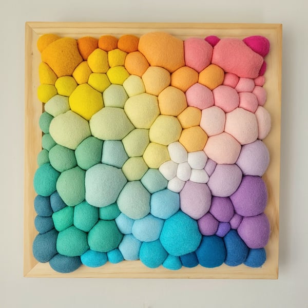 Pastel Rainbow Felt Wall Art - Abstract Tactile Blobs