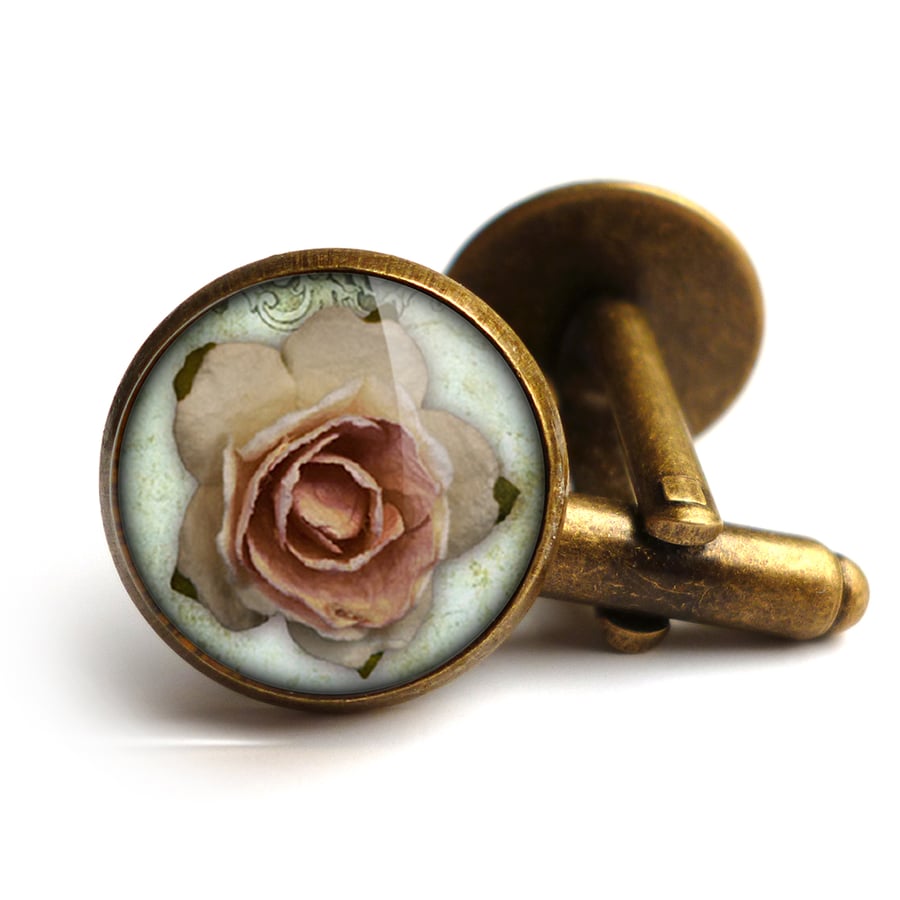 Pink Rose Cufflinks (RR08)