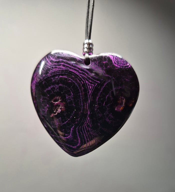 Black and Purple Heart Pendant