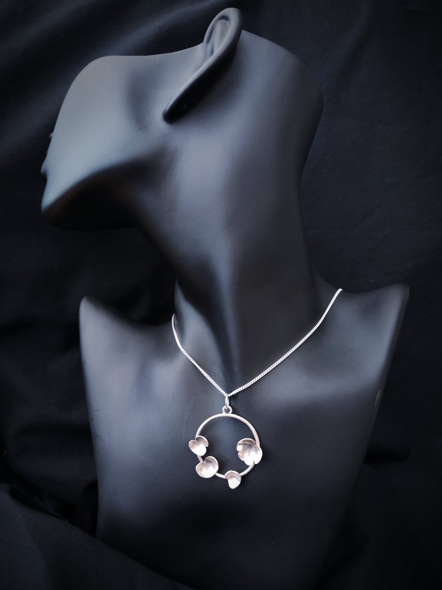 Poppy flower silver pendant
