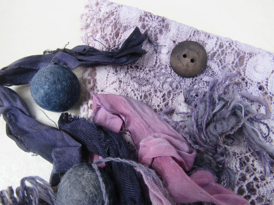 Dark Purple Natural Dye Fibre Scrap Pack