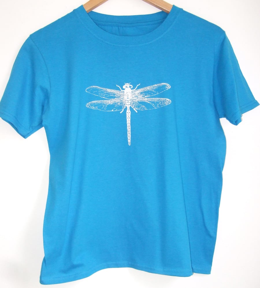 Dragonfly girls printed sapphire blue cotton T shirt