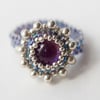 Purple Dichroic Glass Beadwoven Ring