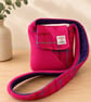 Dinky Harris Tweed Crossbody Bag – Handmade Pink Tartan Shoulder Bag - Image 2