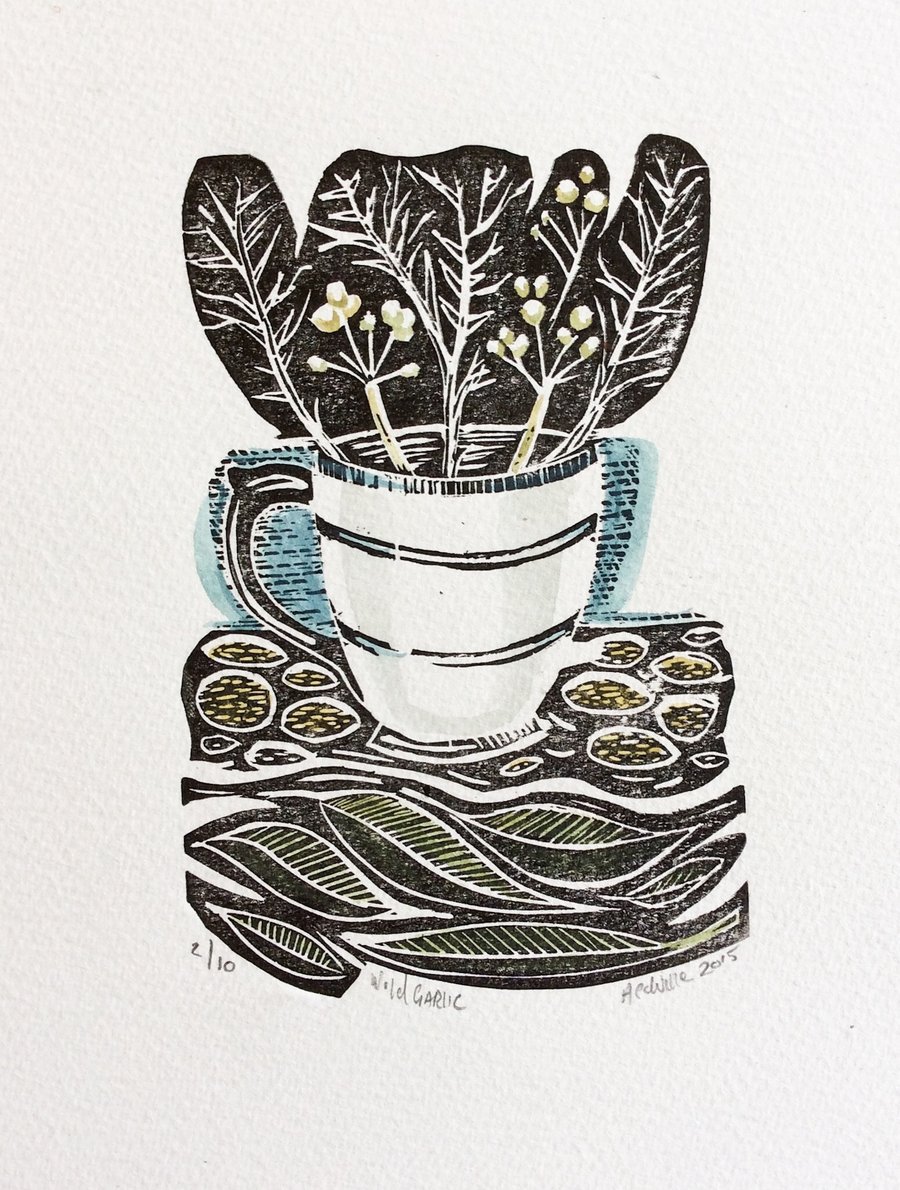 Wild Garlic original Lino print