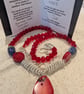 Red Bamboo Coral Pendant complimented by wire wrapped beads - Image 5