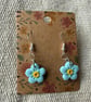 Handmade forget me not  polymer clay dangly earrings - Image 1