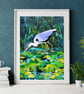 Bird art print Heron acrylic painting  - Image 10