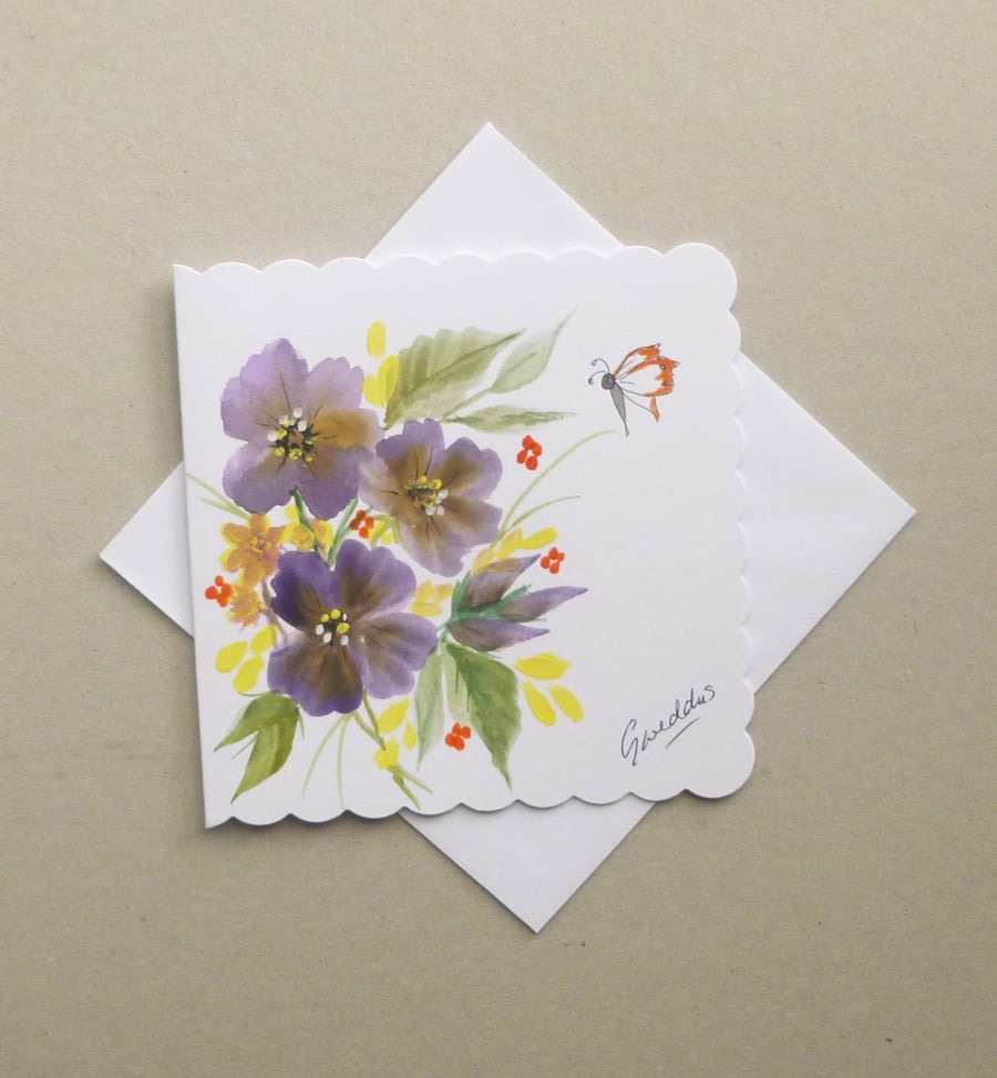 hand painted all occasion greetings card art ( ref F 896 B7 )