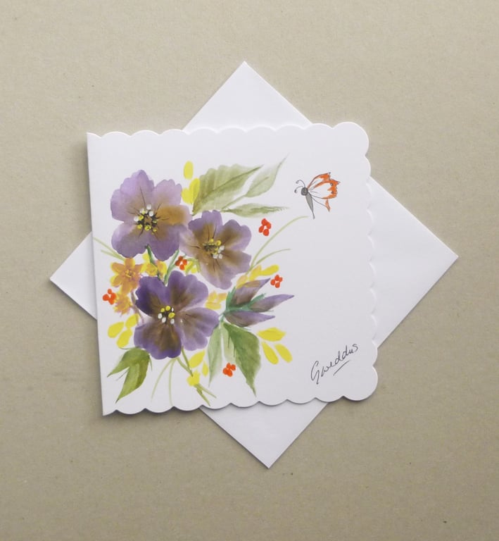 hand painted all occasion greetings card art ( ref F 896 B7 )