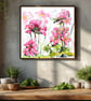 Pink Geranium - Print of Original Watercolour Illustration Art - Unframed